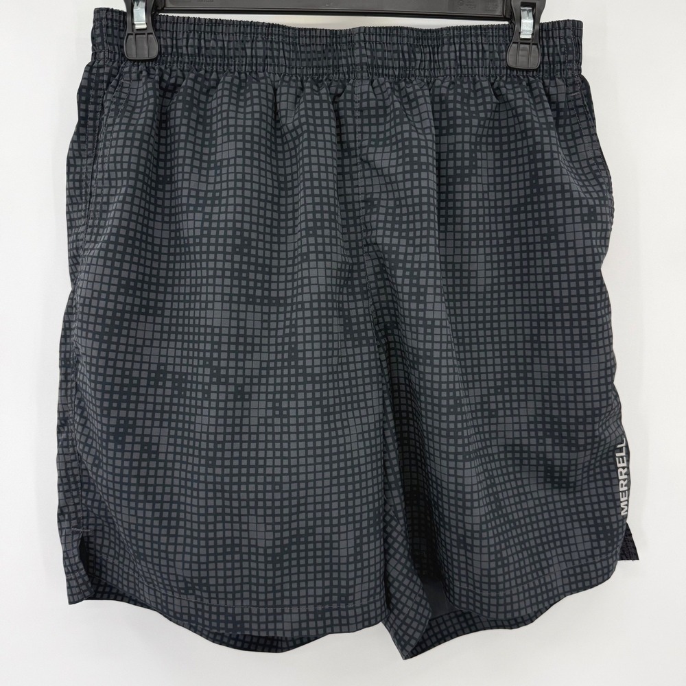 Merrell Athletic Shorts Men Medium Grey Black Grid Pattern Active Hiking 5727